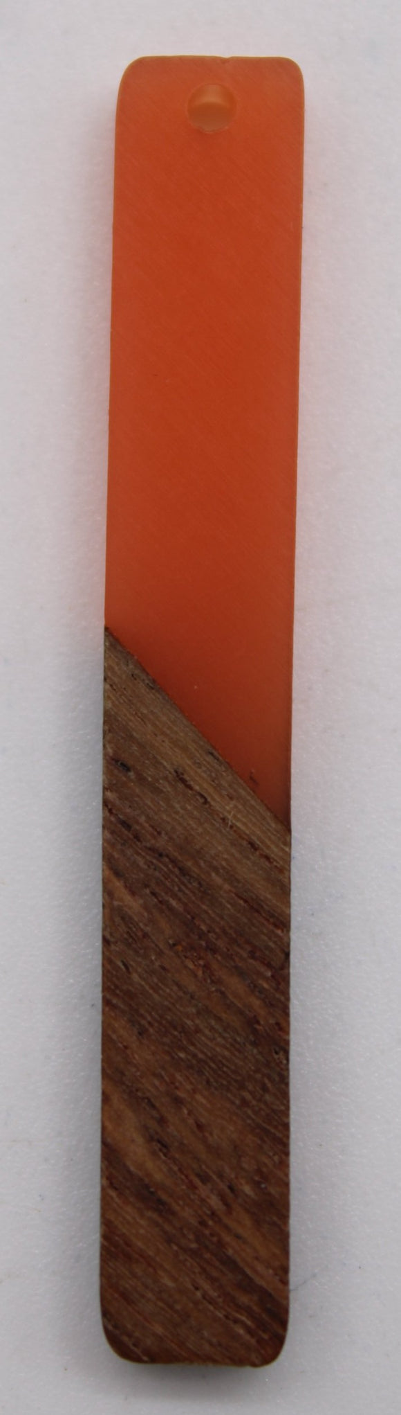 wood and resin pendant/cabochon thin rectangle coral