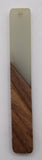 wood and resin pendant/cabochon thin rectangle smoke
