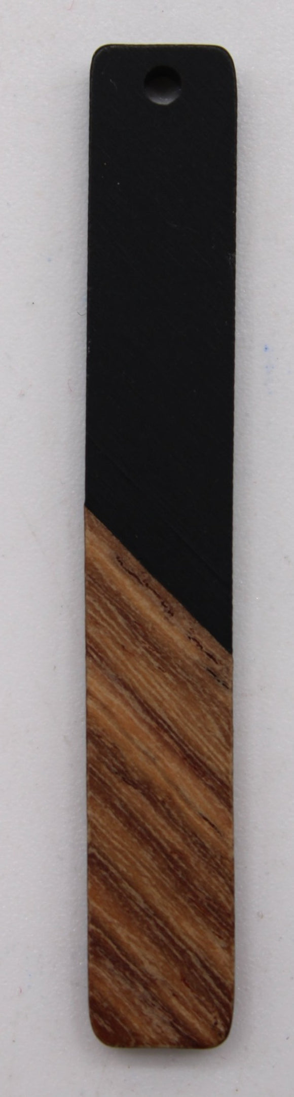 wood and resin pendant/cabochon thin rectangle black