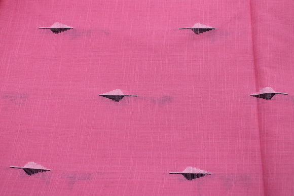 pink slub cotton with embroidered leaf design
