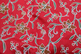 flowers/ vines on red background cambric cotton