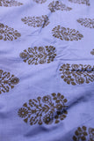 abstract black floral on purple cotton voile