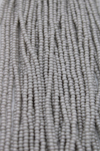 Czech size 11 opaque terra coated pearl soft grey