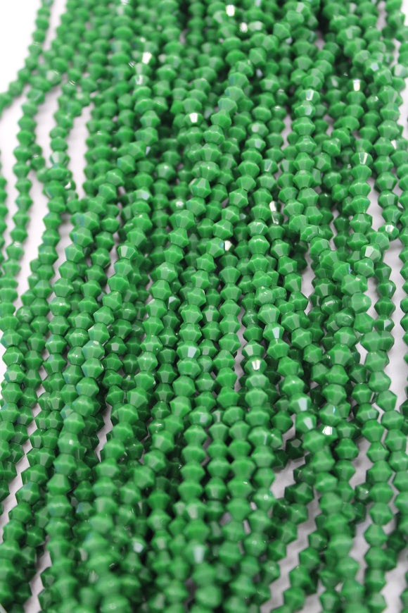 beads bicone 4mm opaque dark green