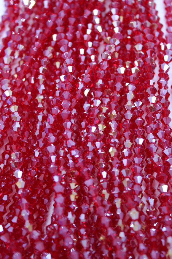 beads bicone 4mm clear dark red AB