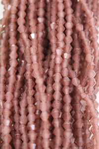 beads bicone 4mm frosted dark rose