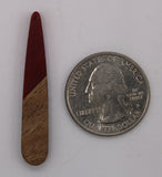 wood and resin pendant/cabochon thin teardrop burgundy