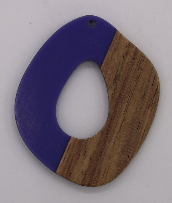 wood and resin pendant/cabochon large purple