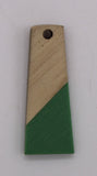 wood and resin pendant/cabochon trapezoid sage green small