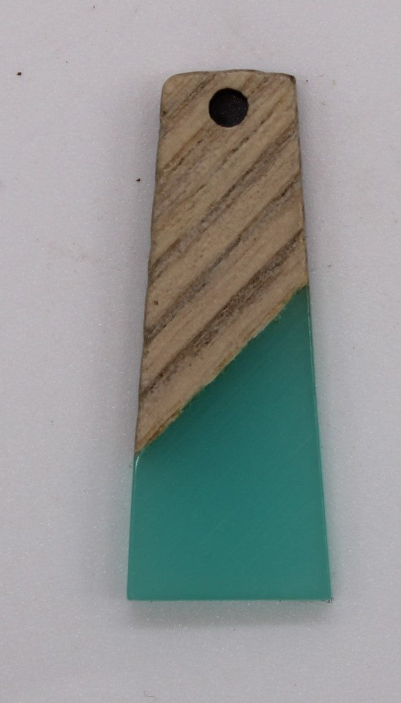 wood and resin pendant/cabochon trapezoid turquoise small