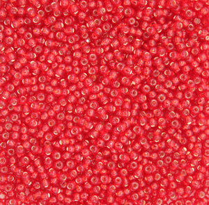 toho seed beads size 11 silver lined red
