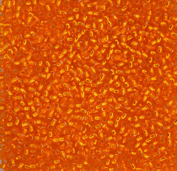 toho seed beads size 11 silver lined orange