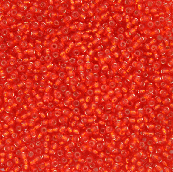 toho seed beads size 11 silver lined light red