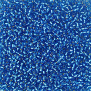 toho seed beads size 11 silver lined blue