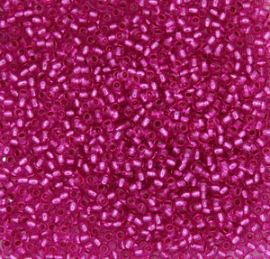 toho seed beads size 11 silver lined hot pink