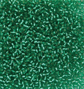 toho seed beads size 11 silver lined spring green