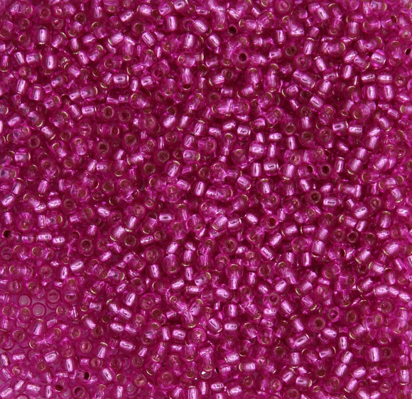 toho seed beads size 11 silver lined bright pink